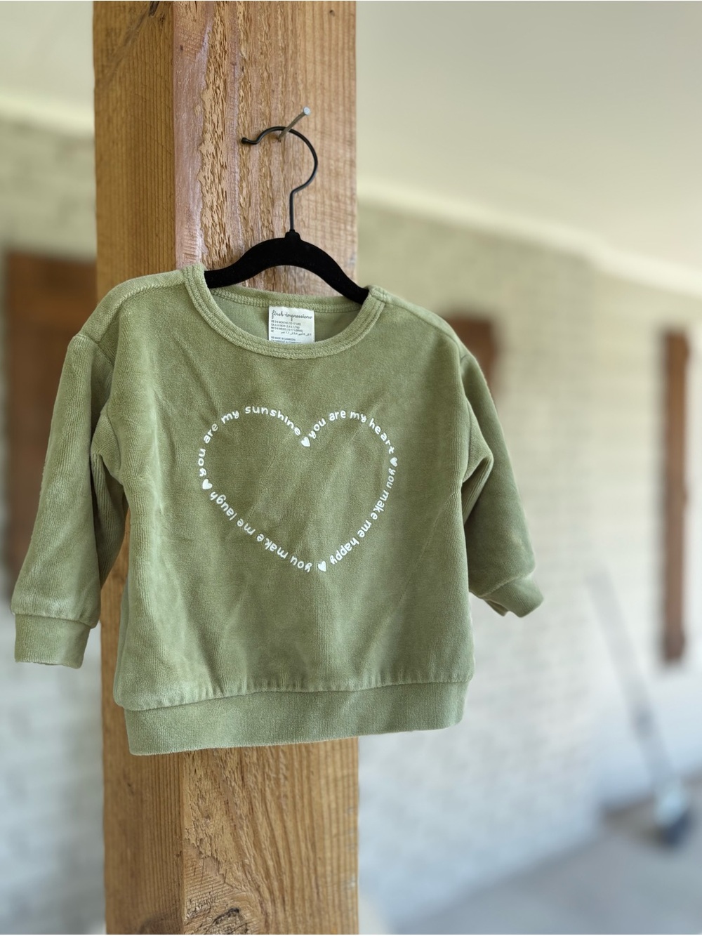 First Impressions Olive Green Heart Graphic Sweatshirt